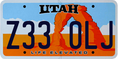 UT license plate Z330LJ