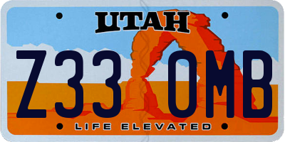 UT license plate Z330MB