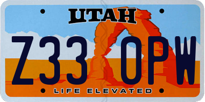 UT license plate Z330PW