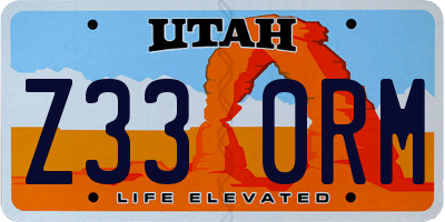 UT license plate Z330RM