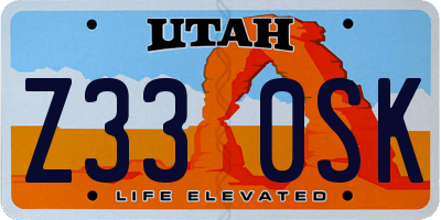 UT license plate Z330SK
