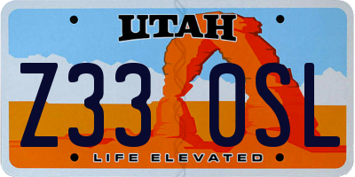 UT license plate Z330SL