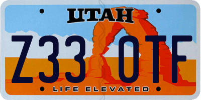 UT license plate Z330TF