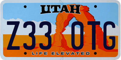 UT license plate Z330TG