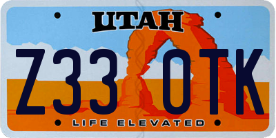 UT license plate Z330TK