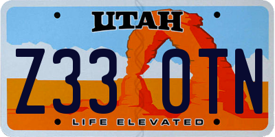 UT license plate Z330TN