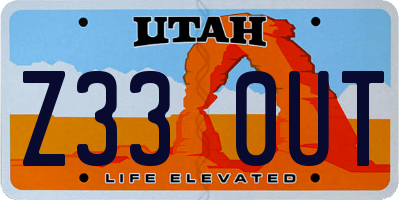 UT license plate Z330UT