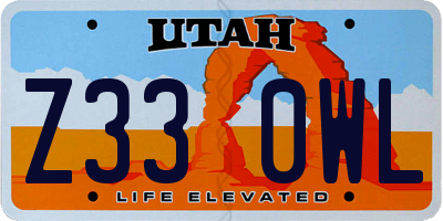 UT license plate Z330WL