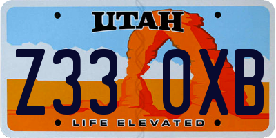 UT license plate Z330XB