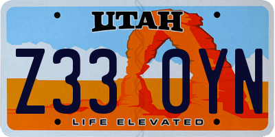 UT license plate Z330YN