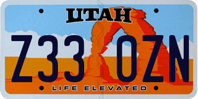 UT license plate Z330ZN