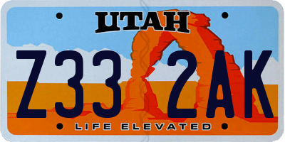 UT license plate Z332AK