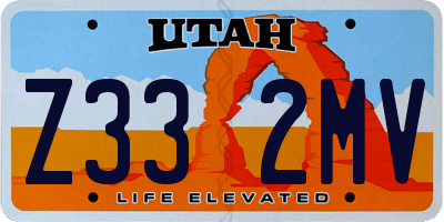 UT license plate Z332MV
