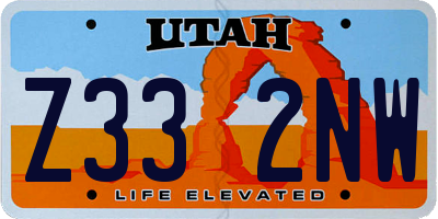 UT license plate Z332NW