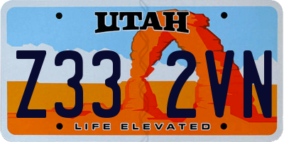 UT license plate Z332VN