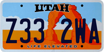 UT license plate Z332WA