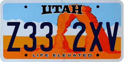 UT license plate Z332XV