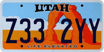UT license plate Z332YY