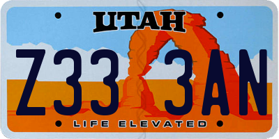UT license plate Z333AN