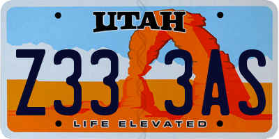 UT license plate Z333AS