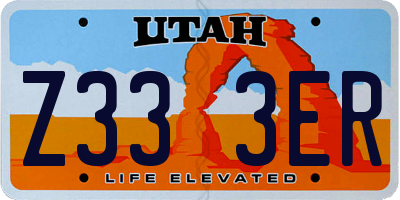 UT license plate Z333ER