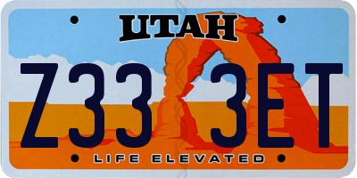 UT license plate Z333ET