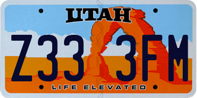 UT license plate Z333FM
