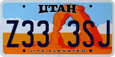 UT license plate Z333SJ
