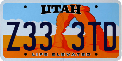 UT license plate Z333TD