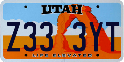 UT license plate Z333YT