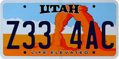 UT license plate Z334AC