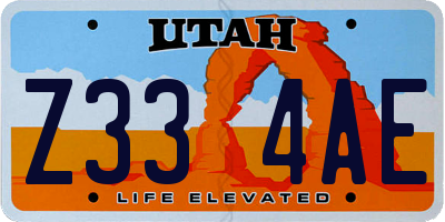 UT license plate Z334AE