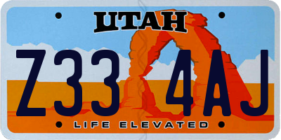 UT license plate Z334AJ