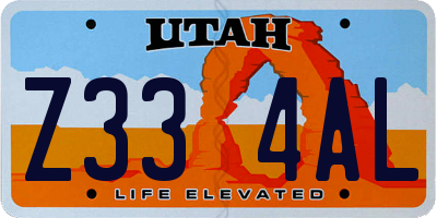UT license plate Z334AL