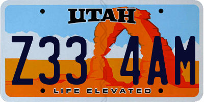 UT license plate Z334AM