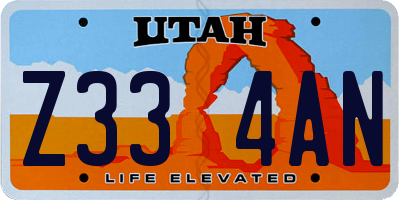 UT license plate Z334AN