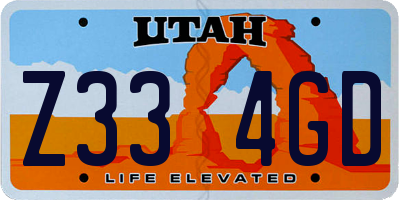 UT license plate Z334GD