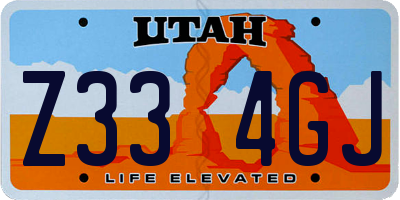 UT license plate Z334GJ
