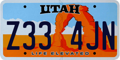 UT license plate Z334JN