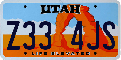 UT license plate Z334JS