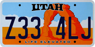 UT license plate Z334LJ