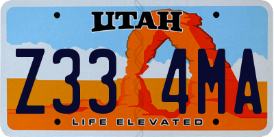 UT license plate Z334MA