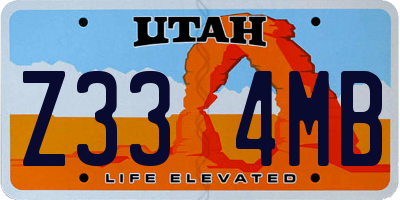 UT license plate Z334MB