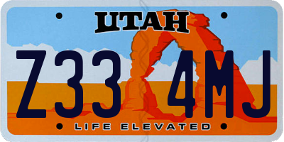 UT license plate Z334MJ