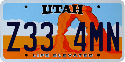 UT license plate Z334MN