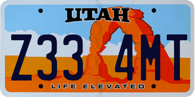 UT license plate Z334MT