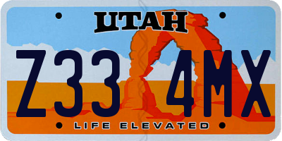 UT license plate Z334MX