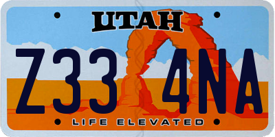 UT license plate Z334NA