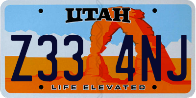 UT license plate Z334NJ