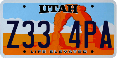 UT license plate Z334PA